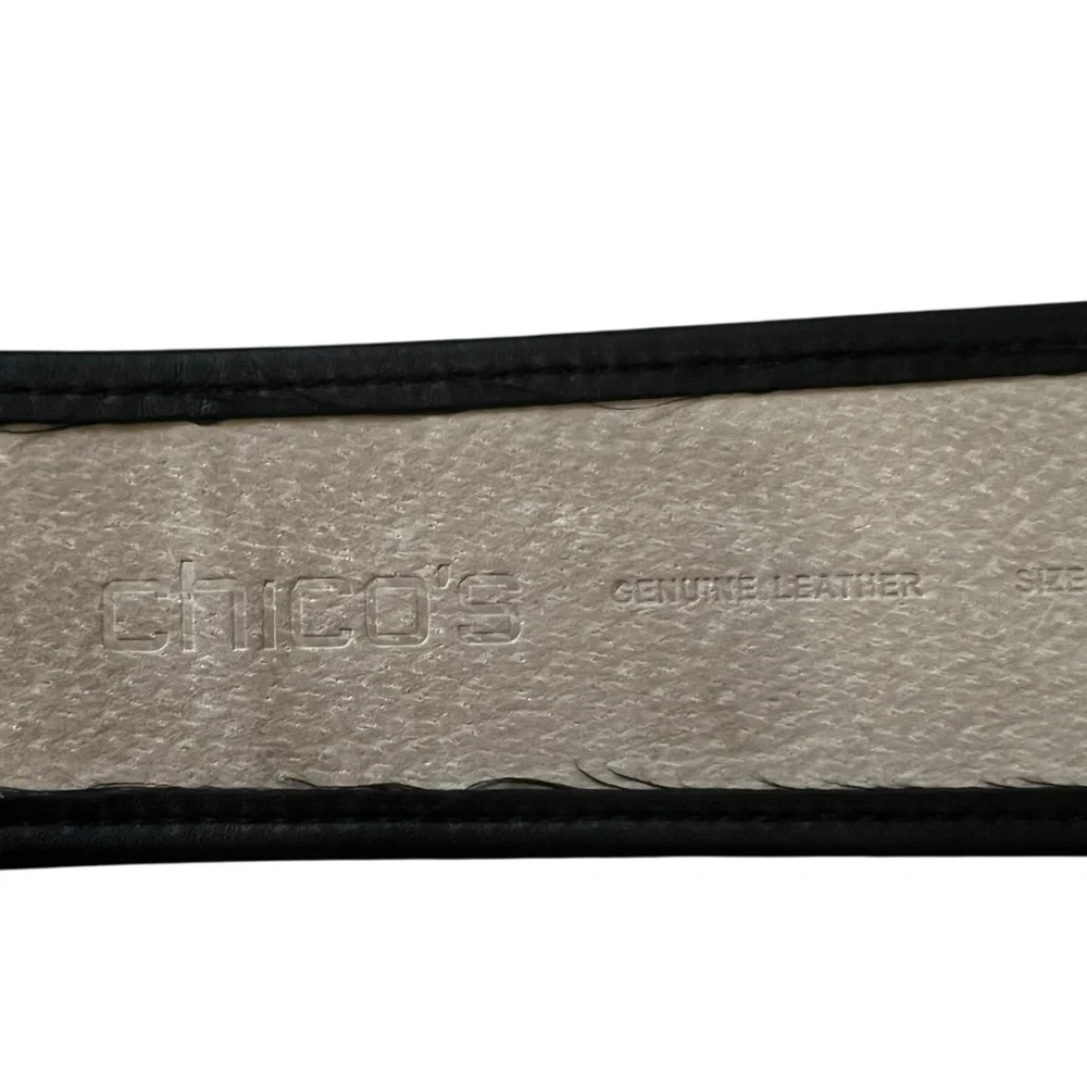Chico's Leopard Print Furry Leather Belt with Black Trim EUC M or 38”
